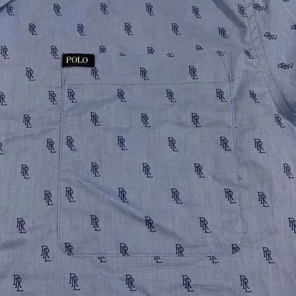 Polo Ralph Lauren All Over Print PRL Monogram Woven Pajama Shirt Adult Medium - Picture 5 of 16